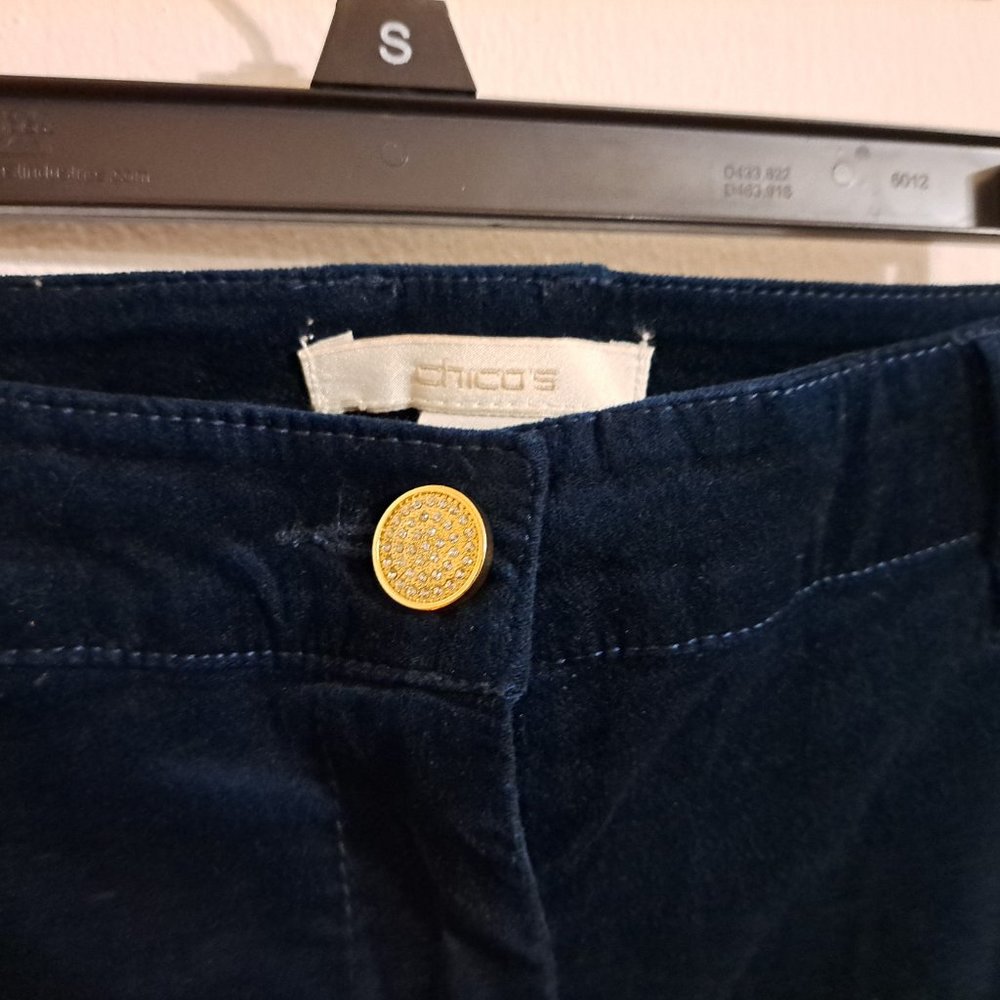 Chico's blue velvet ankle pants sz00
